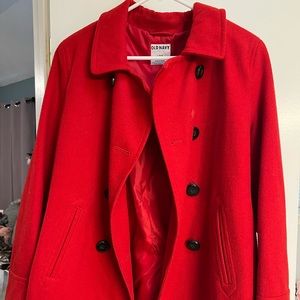 Red pea coat